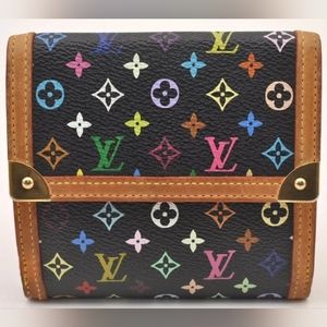 Louis Vuitton Black Multicolor Monogram Trifold Vintage 2005 Elise Wallet